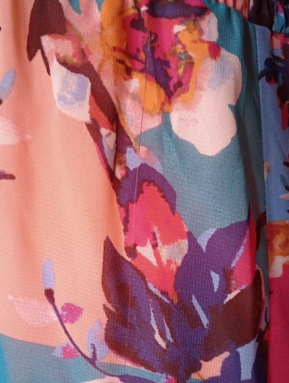 Floral Multicolor Patchwork Style Mini Dress with Ruffles Size XS - Picture 14 of 15